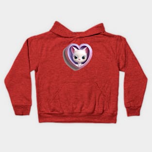 Super cute kitten in a heart frame Kids Hoodie